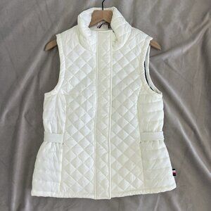 Tommy Hilfiger Womens Quilted Puffer Vest Size S White Classic Preppy Outdoor